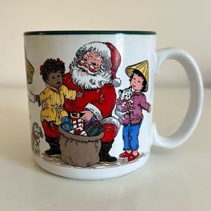 Vintage Santa and Children Christmas Peace On Earth Mug
